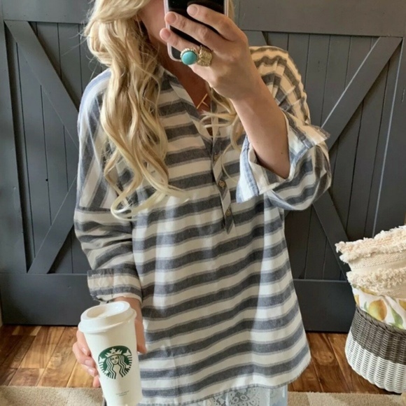 Plus Size | Boho Striped Tunic Blouse - Picture 3 of 7